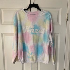 CHICKA-D White Hazel Rainbow Tie Dye Corded Pullover Sweatshirt
